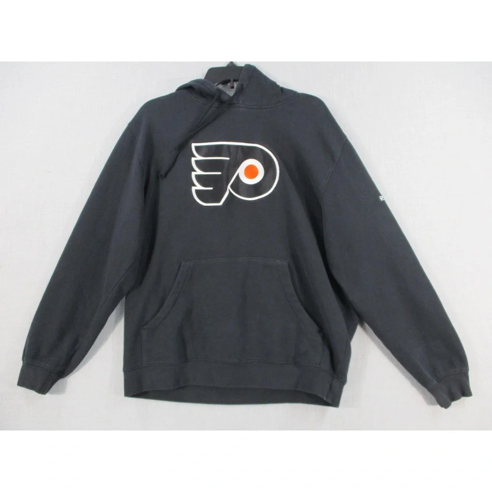 Reebok Black Philadelphia Flyers NHL‎ Team Fan Pullover Hoodie Men's Size Small